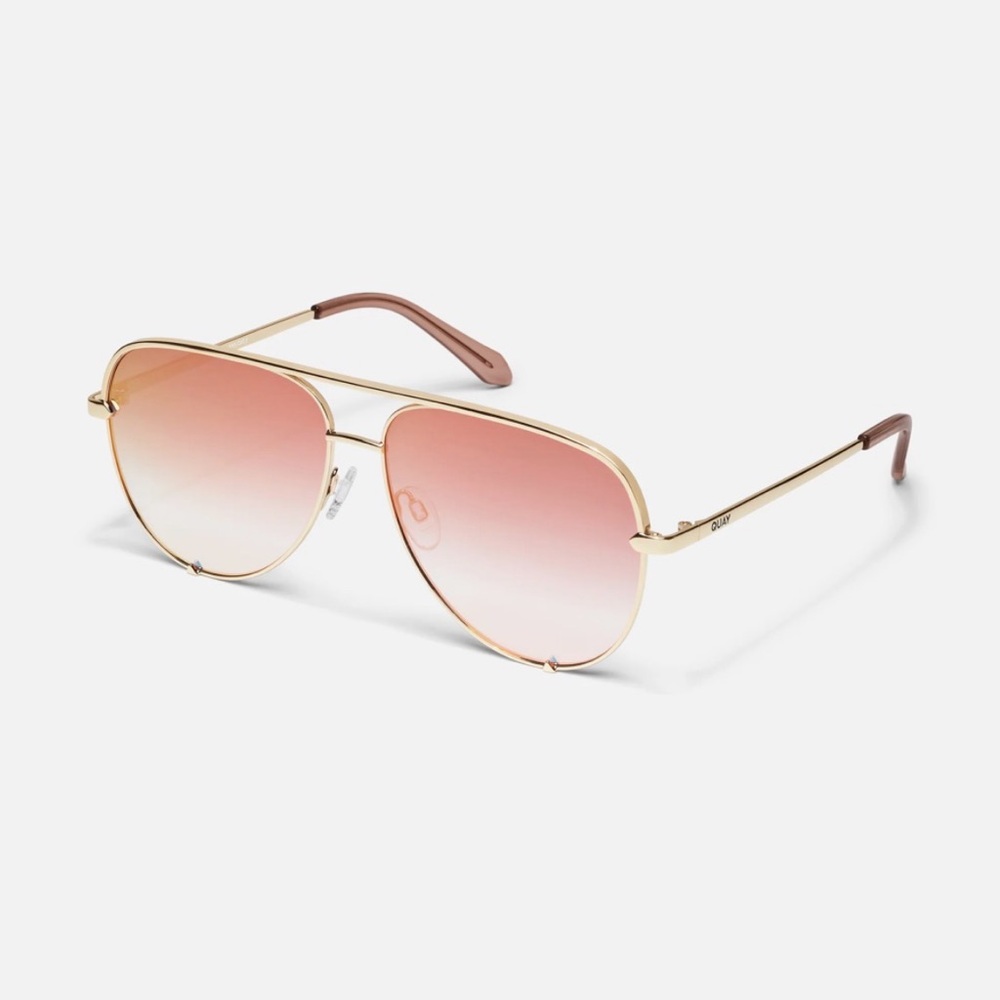 NIB - QUAY Australia, HIGH KEY, Gold Frame/Copper Fade Lens Aviators - Picture 2 of 13